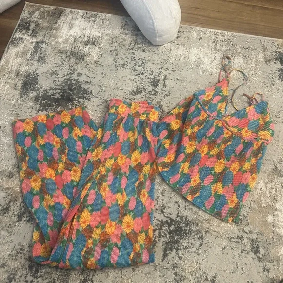 NWOT Zara Multicolor Floral Top and Pant SET - Picture 2 of 4